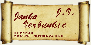 Janko Verbunkić vizit kartica